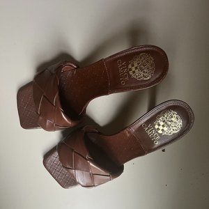 Vince Camuto braided mule sandals (8.5) (Chocolate)